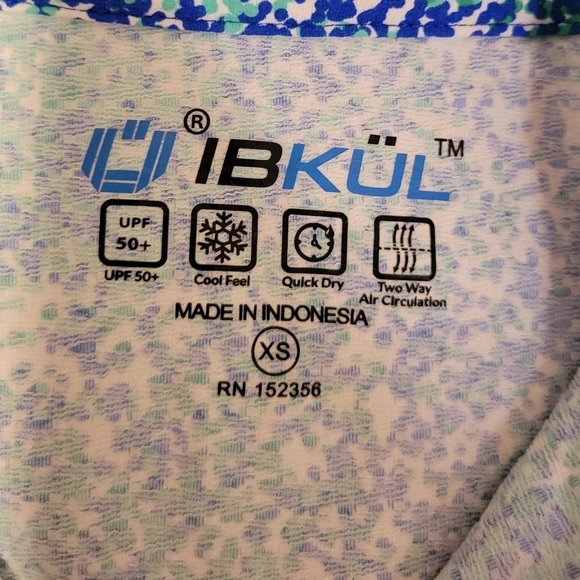 Ibkul Long Sleeve Zip Mock Neck Painted Blue Green Sun Shirt Women's Size XS - Picture 3 of 9